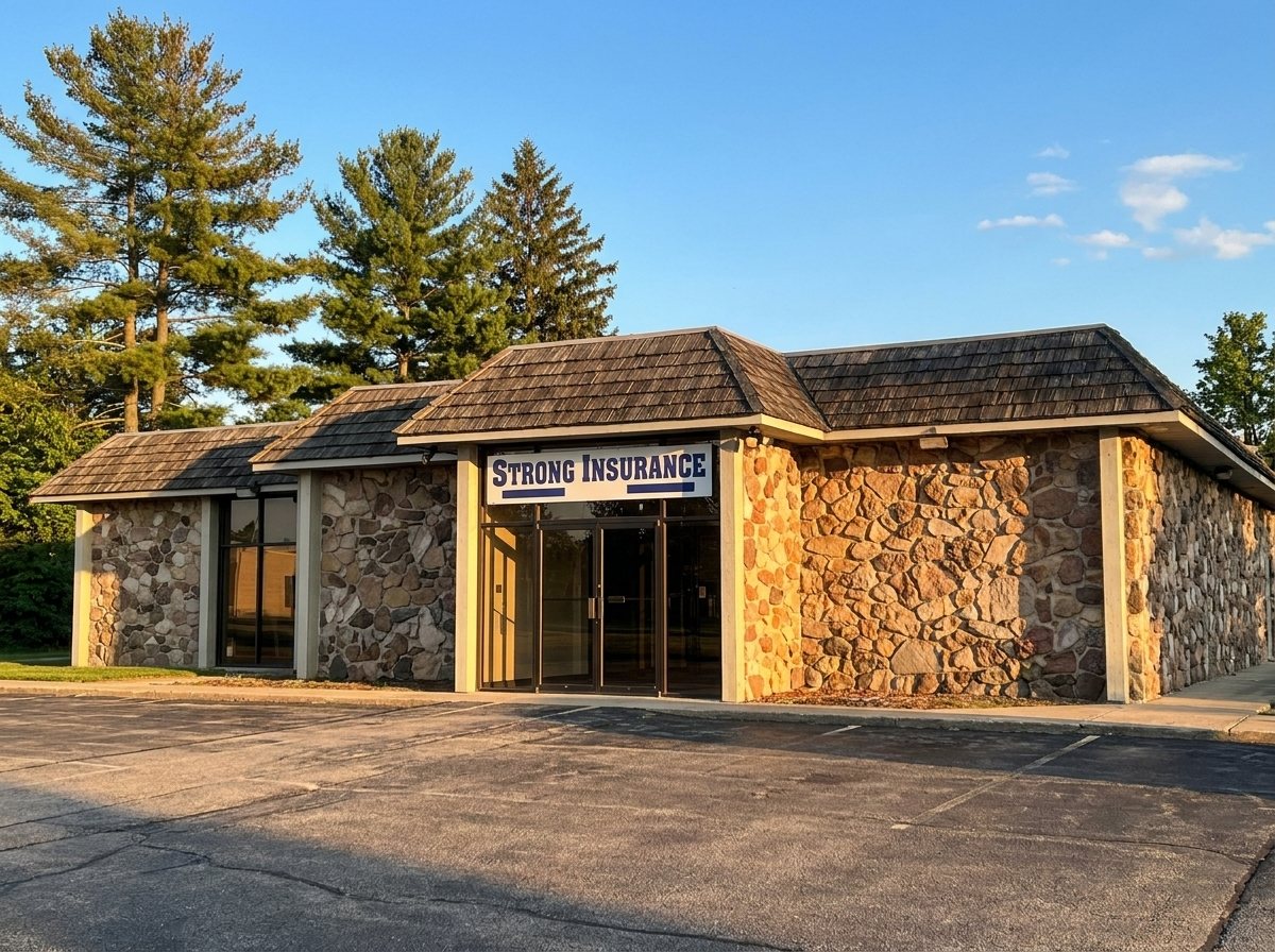 The Strong Insurance fieldstone office on Elmore Road in Crossville